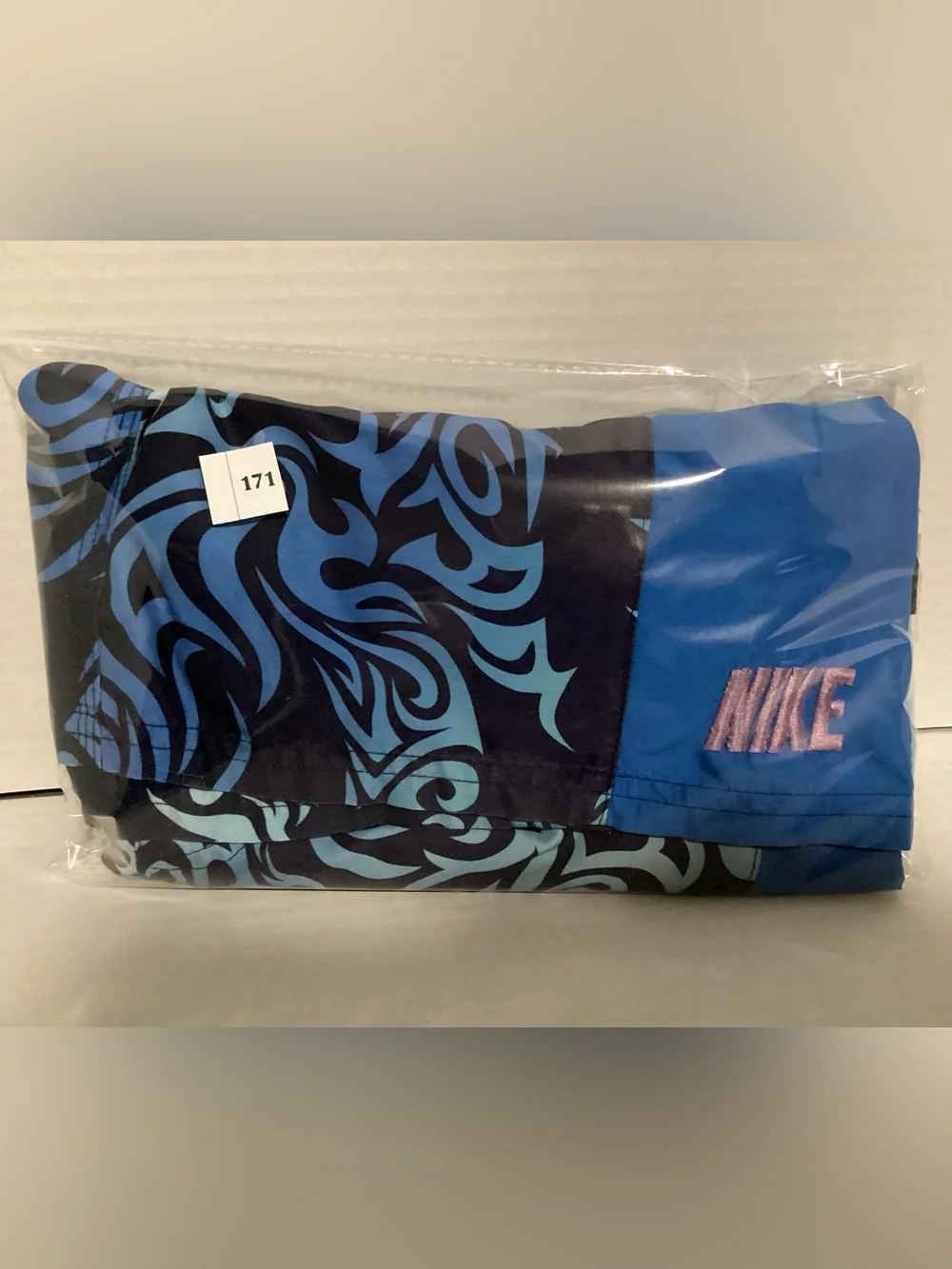 Nike Men’s Blue Navy Aqua Patterned Swim Trunks